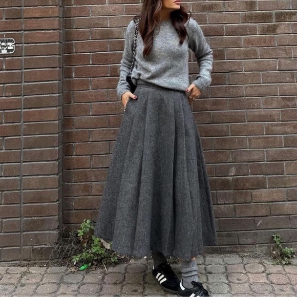 ZARA WOOL BLEND MIDI SKIRT ZW COLLECTION - Picture 1 of 16